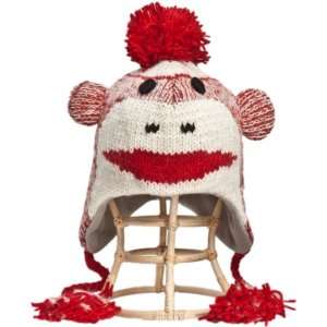  Hat Animal Character 100 % Wool with Fleece red Monkey 