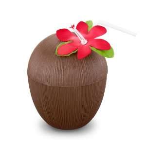   By Beistle Company Coconut Cup with Cover and Straw 