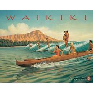   Travel Poster Tin Sign Erickson Waikiki Surf Nostalgic