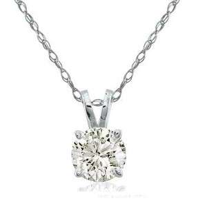 2ct Diamond Solitaire Pendant in 14K White Gold on an 18 Chain 
