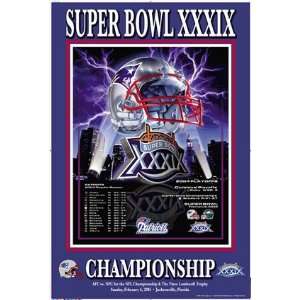 Super Bowl XXXIX Poster   AFC Champs 2005   New England Patriots 