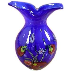  X619 Handmade Ocean Blue Millefiori Glass Vase Everything 
