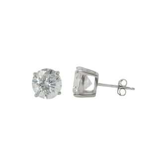  8 ct Sterling Silver Basket Setting Round Cz Stud Earrings 