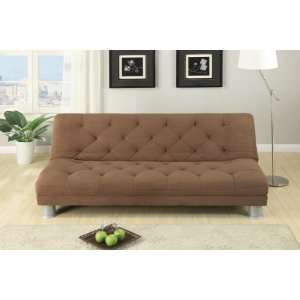 Adjustable Sofa Bed futon in Saddle Microfiber plush, diamond shaped 