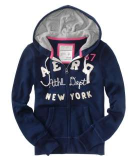 Aeropostale womens NY Athl. Dept embroidered full zip hoodie  Style 