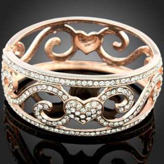 ARINNA heart swarovski crystal rose GP bangle Bracelet  