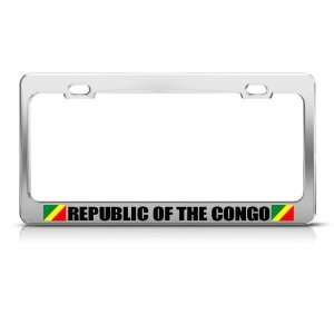  Republic Of The Congo Flag Chrome Country license plate 
