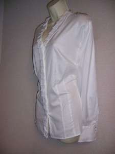 JONES NEW YORK Woman White 100% Cotton Long Sleeve Blouse Top 3X NWT 