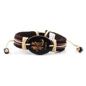    Leather Bracelet with Chinese Zodiac Sign   Dragon Jewelry