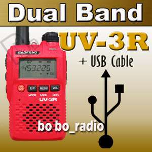 RED ) Mini UV 3R Du Band 136 174/400 470Mhz +USB cable  