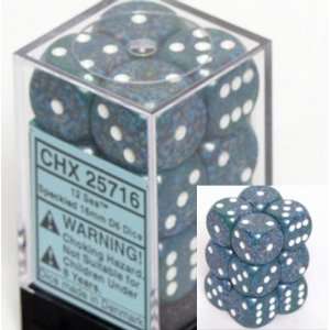  Sea 16mm D6 Speckled Dice Block of 12 Toys & Games