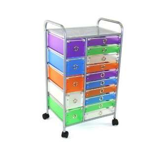   4D Concepts Multi   color 15   drawer Rolling Cart Furniture & Decor
