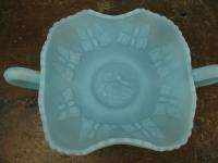 Fenton Blue Satin Glass Butterfly Candy Dish Bowl 8230  