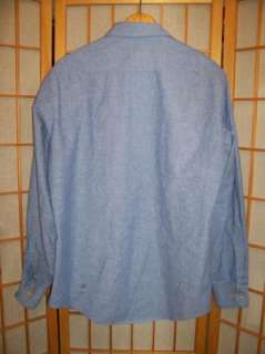 Vintage 1960s  100% Cotton BLUE CHAMBRAY LONG SLEEVE WORK SHIRT 