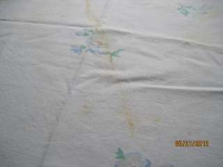 Vintage Cotton 42x52 Pink Blue Green Floral Tablecloth  