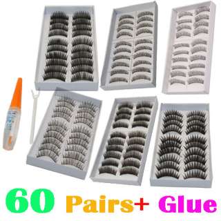 60 Pairs 6 Style Fake false eyelashes Eyelash Eye Lash + Double Eyelid 