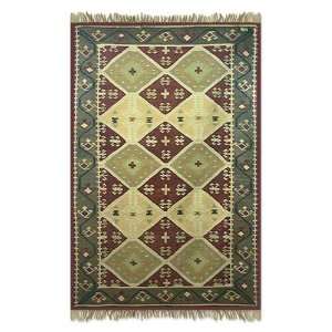  Wool and jute rug, Kashmir Criscross (5.5x8.5)