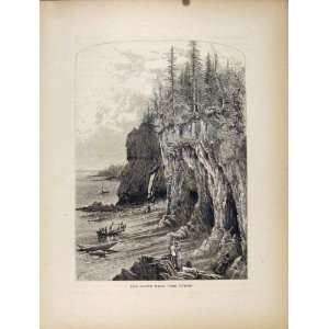  Cliffs Near Ovens Sea Side Bankssail Boat Antique Print 
