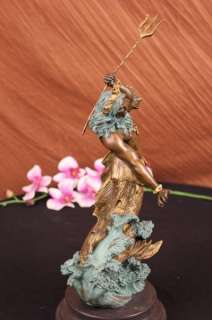 Poseidon / Neptune with Trident Bronze & Marble Statue Zeus of 