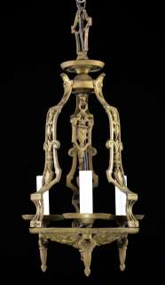   Mission Arts Crafts English Chandelier Light Art Deco Gold  