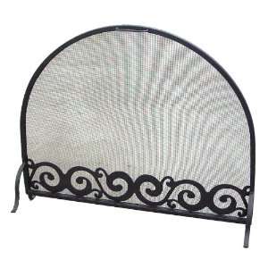 Scroll Flat Fireplace Screen with Arched Top 