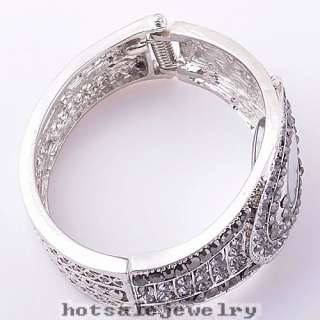 wholesale 1pcs black crystal rhinestone watch cuff bracelet bangle 