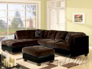 Chocolate Plush/Espresso Faux Leather Sectional Sofa  