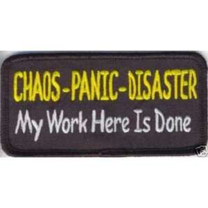   PANIC DISASTER Fun Embroidered Biker Vest Patch 
