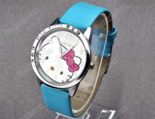 Ladies Fashion cute Lovely Kitty Crystal Girls Quartz Wrist Watch 