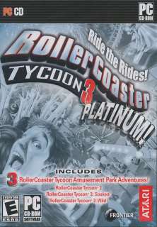 ROLLER COASTER TYCOON 3 PLATINUM Roller Coaster III + Wild + Soaked PC 