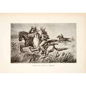  1895 Print Chasing Jabalis Rain Mexico Horse Indigenous 