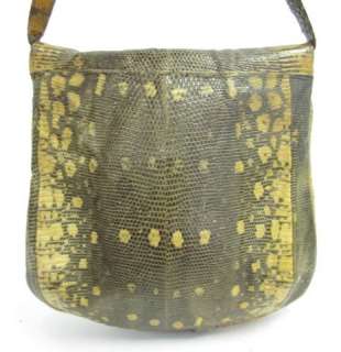 VNTG DESIGNER Yellow Brwn Lizard Skin Crossbody Handbag  