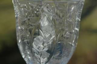   CRYSTAL Etched Stem WATER Glass Goblets Light as Air Stunning  