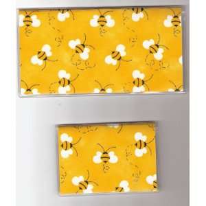   Checkbook Cover Debit Set Bumble Bee Bees on Yellow/ 