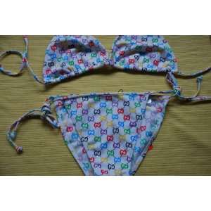  WHITE MONOGRAM GUCCI INSPIRED BIKINI 