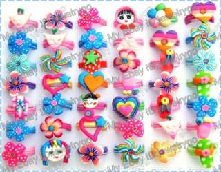 50pcs Wholesale Lots Colorful Mix Polymer Clay Rings Jewellery Free 