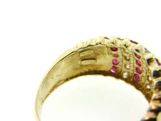   Natural Ruby & Genuine Diamond Solid 14K Gold Ring Band  
