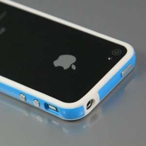  [Total 33Colors]White +blue Bumper Case for Apple iPhone 4 