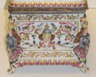 Antique Italian Capodimonte Porcelain Dresser Box  