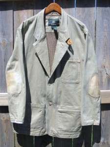 ORVIS Zambezi Twill Canvas/Leather Travel Jacket Blazer Mens Size 