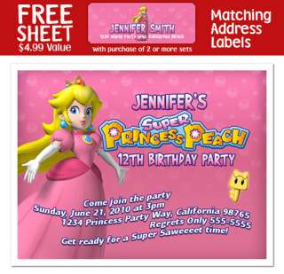 PRINCESS PEACH Birthday Party INVITATIONS  