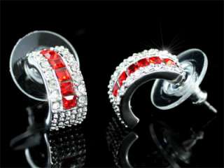 Red Ruby Huggie Earrings use Swarovski Crystal SE231  