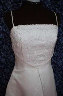 FIXER White Satin Laced Embroidered A Line Wedding Dress  