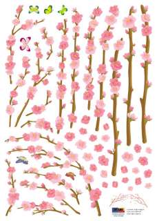 Sakura Orchard Flowers Adhesive Removable Wall Decor Accents Sticker 