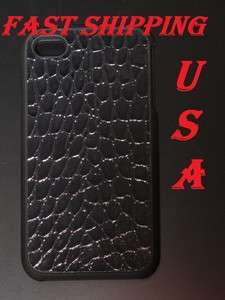 DELUXE BLACK CASE CROCO LEATHER STYLE IPHONE 4 4S + GIFT  