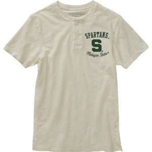   Spartans White Slub Knit Cotton Henley T Shirt