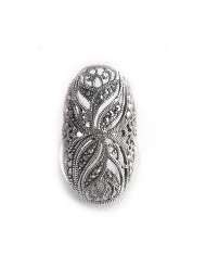 Sterling Silver Large Wide Floral Marcasite Ring Size 7(Sizes 6,7,8,9)