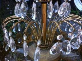 Vintage Antique Crystal Chandelier Light Fixture  