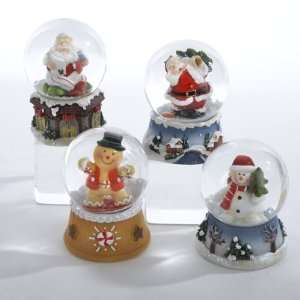  12 Gingerbread Man, Santa and Snowman Christmas Glitter Globes 