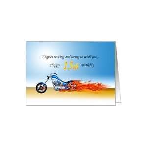  15th birthday with a motorcycle in flames Card Toys 